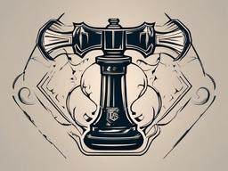 Thor Tattoo Hammer-Bold and iconic tattoo featuring Thor's hammer, Mjolnir, capturing themes of strength, protection, and Norse mythology.  simple color vector tattoo