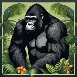 Gorilla clipart - Strong and intelligent primate in the jungle, ,color clipart vector style