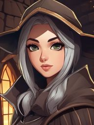 Stealthy rogue in a medieval castle heist.  front facing ,centered portrait shot, cute anime color style, pfp, full face visible