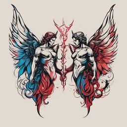 angel & devil tattoo  simple vector color tattoo