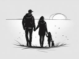 simple drawing of a family  minimal rough sketch scribbles,doodles,black and white