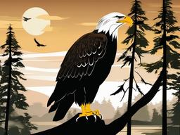 Eagle clipart - eagle in a serene forest setting  