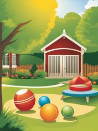 ball clipart: rolling playfully in a sunny backyard. 