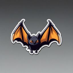 Bat Sticker - A nocturnal bat with outstretched wings, ,vector color sticker art,minimal