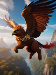 Baby Griffin Soaring through the Skies with a Paladin detailed matte painting, deep color, fantastical, intricate detail, splash screen, complementary colors, fantasy concept art, 8k resolution trending on artstation unreal engine 5