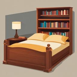 Bed clipart - bed with a built-in bookshelf  