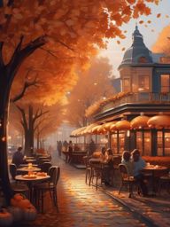 Fall Aesthetic Wallpaper - Cozy Fall Cafe Scene  intricate patterns, splash art, wallpaper art