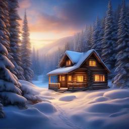 Winter background wallpaper - snowy cabin background  