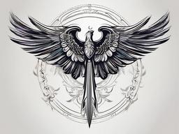 Seraph Tattoo-Exploring the celestial hierarchy with a seraph tattoo, symbolizing divine purity, enlightenment, and the highest order of angels.  simple vector color tattoo