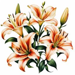 Lily tattoo, Tattoos inspired by the graceful and elegant lily. colors, tattoo patterns, clean white background