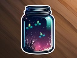 Firefly Jar Sticker - Glowing night insects, ,vector color sticker art,minimal