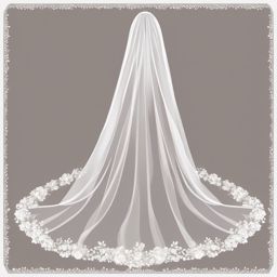 Wedding Veil clipart - Elegant wedding veil for the bride, ,vector color clipart,minimal