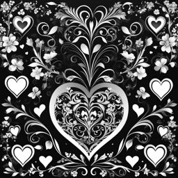 heart clip art black and white - symbolizing love and affection. 