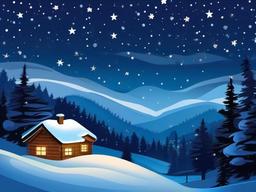 Snowy Starry Night Background  