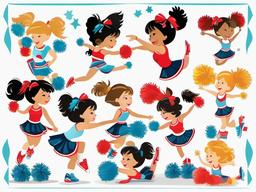 Cheerleader clipart - cheerleader practicing stunts and formations  