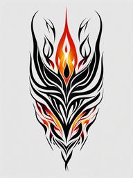 tribal tattoo flames  simple color tattoo,white background