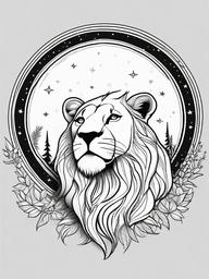 Lion Coloring Pages - Lion gazing at the moon with a thoughtful look  simple coloring pages