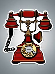 Telephone Sticker - Old-fashioned telephone, ,vector color sticker art,minimal
