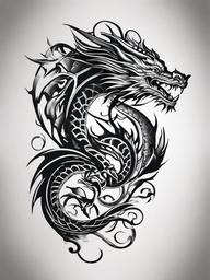 Magic Dragon Tattoos - Enchanting and magical dragon tattoo designs.  simple color tattoo,minimalist,white background