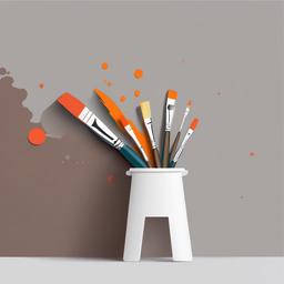 Paint Brush clipart - giant brush creating a mural on a wall  color,minimalist,vector clipart