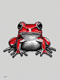 drawing of red frog  minimal rough sketch scribbles,doodles,black and white