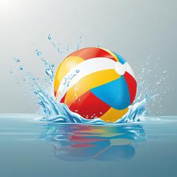 Beach ball splashing in water clipart.  vector style illustration, white background