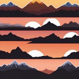 Mountain Range Silhouette Emoji Sticker - A dramatic horizon in the twilight, , sticker vector art, minimalist design