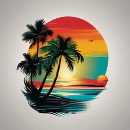 color palm tree tattoo  simple vector color tattoo