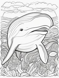 Pilot Whale Coloring Pages - Social Ocean Dwelling Mammal  black outline printable sheet, coloring page