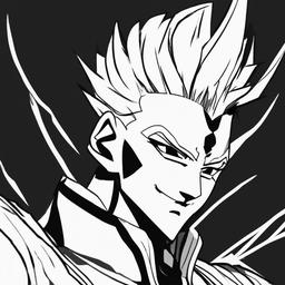 drawing of Hisoka anime  minimal rough sketch scribbles,doodles,black and white