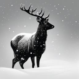 drawing of an animal in the snow  minimal rough sketch scribbles,doodles,black and white