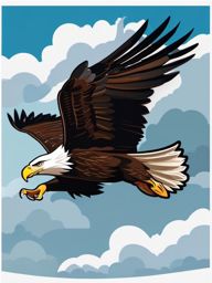 Bald Eagle Sticker - A majestic bald eagle soaring in the sky, ,vector color sticker art,minimal