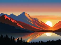 Mountain clipart - mountain landscape with a sunrise  