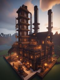 steampunk factory with towering smokestacks - minecraft house design ideas 