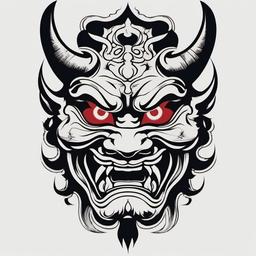 Traditional Hannya Tattoo - A traditional Japanese tattoo featuring the expressive and iconic Hannya mask.  simple color tattoo,white background,minimal