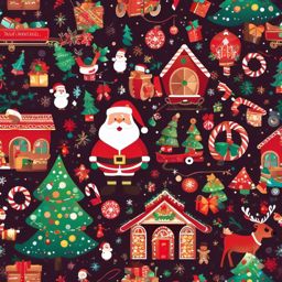 Cute Christmas Wallpaper - Santa's Workshop at the North Pole wallpaper splash art, vibrant colors, intricate patterns