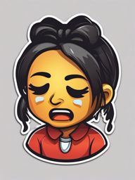 Emoji crying face sticker- Expressive and emotional, , sticker vector art, minimalist design