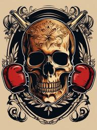 boxing skeleton tattoo  simple vector color tattoo