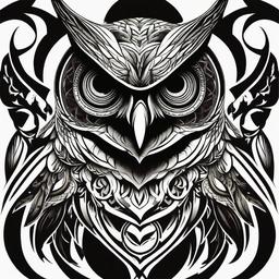 Evil Owl Tattoo - Explore the darker side with an evil-themed owl tattoo.  simple color tattoo,vector style,white background