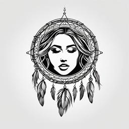 Miley Cyrus Dream Catcher Tattoo - Dream catcher tattoo inspired by Miley Cyrus.  simple vector tattoo,minimalist,white background