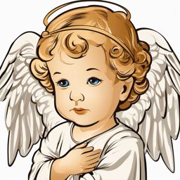 Cherub Clipart - A cherubic angel with innocent eyes and poised to share love.  color clipart, minimalist, vector art, 