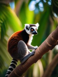 Cute Lemur Exploring a Tropical Paradise 8k, cinematic, vivid colors