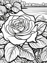 Rose Coloring Pages - Rose by the river  simple coloring pages