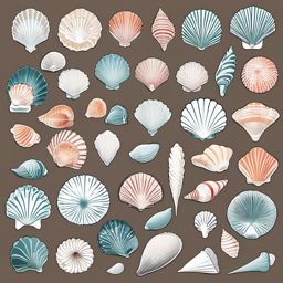 Seashell Collection Display clipart - Seashell collection on view, ,vector color clipart,minimal