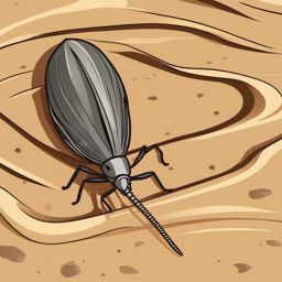 Antlion Pupal Case Clip Art - A pupal case of an antlion in the sand,  color vector clipart, minimal style