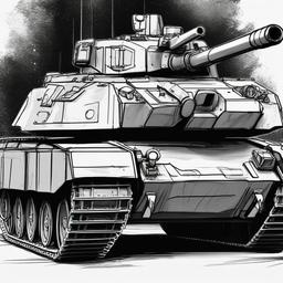 sketch of tank  minimal rough sketch scribbles,doodles,black and white