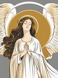 Angel clipart - angel with a golden halo above the head  color,minimalist,vector clipart