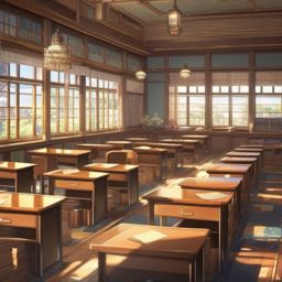 High School Classroom Adventures Anime Background intricate details, patterns, wallpaper photo