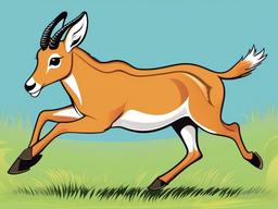 Gazelle Cartoon - Cartoon of gazelle leaping gracefully  