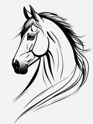 outline of horse head tattoo  simple tattoo,minimalist,white background